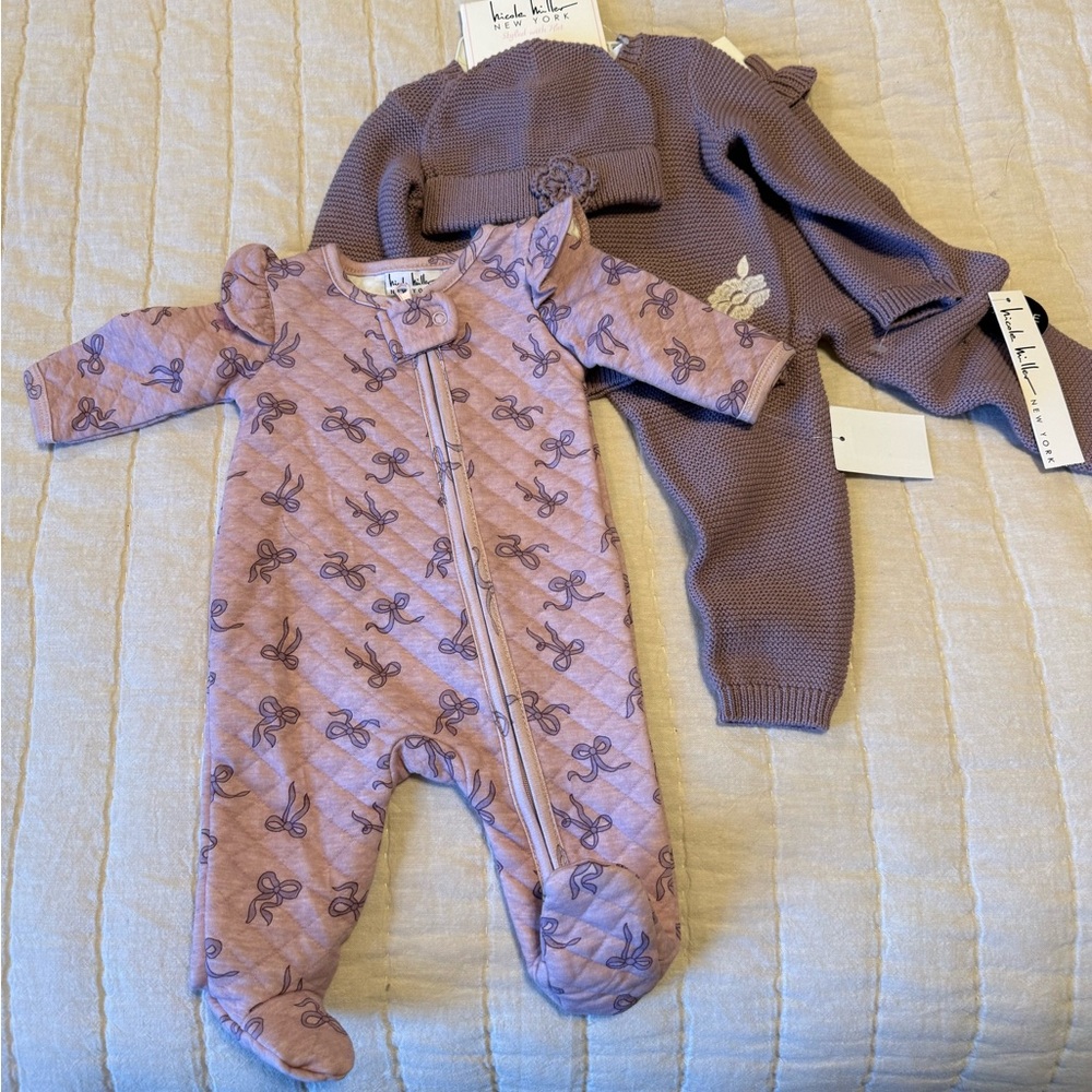 Nicole Miller Pink and Purple Footie Set